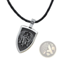 Saint Michael Archangel Shield Pendant on Braided Cord Necklace