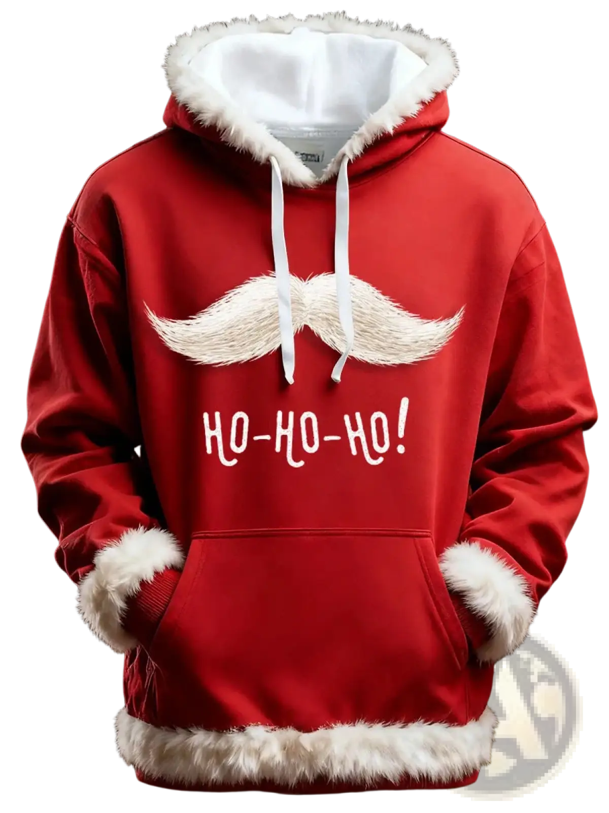 Santa Holiday Faux Fur Trim Christmas Hoodie with Pockets