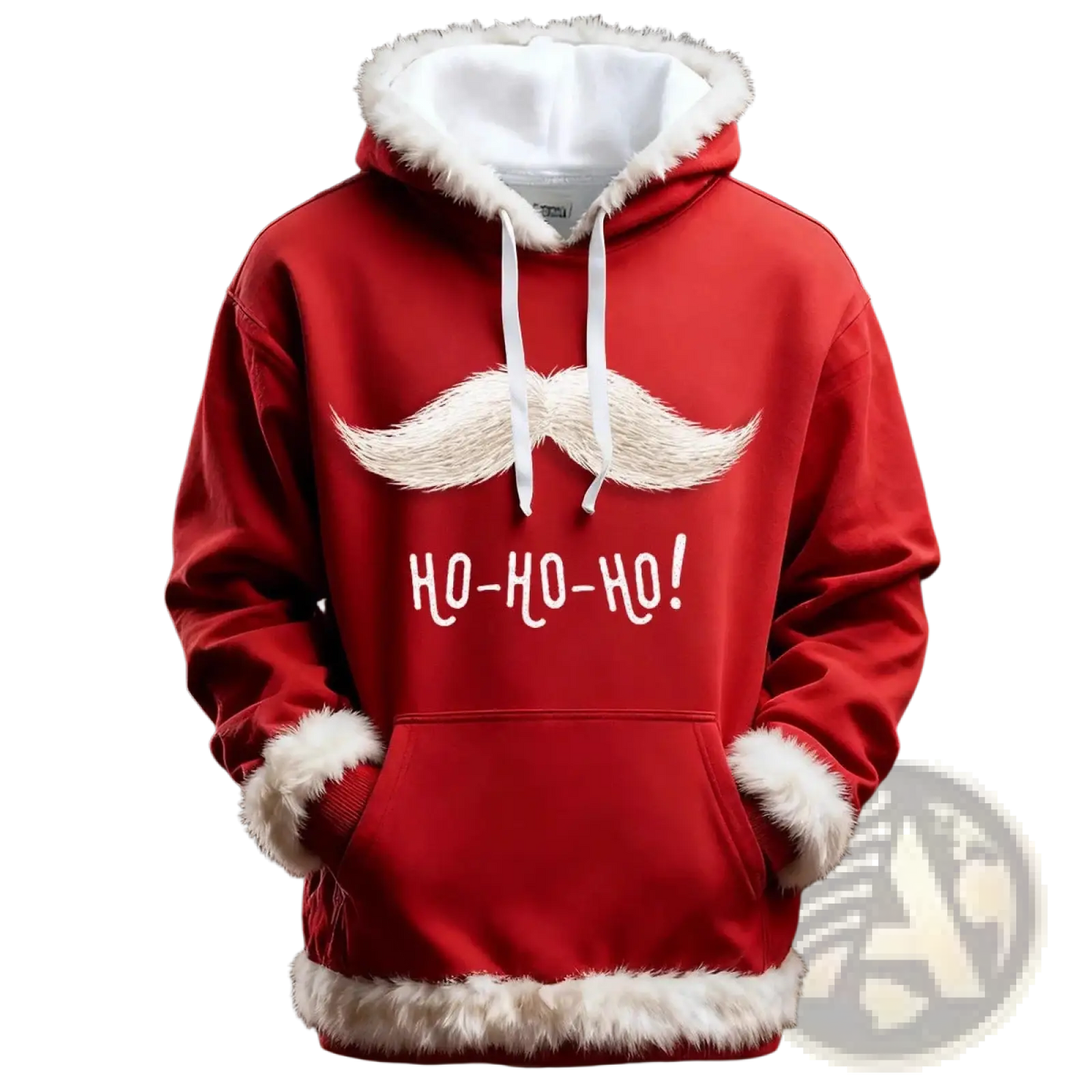 Santa Holiday Faux Fur Trim Christmas Hoodie with Pockets