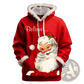 Santa Holiday Faux Fur Trim Christmas Hoodie with Pockets