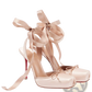 Satin Ribbon High Heel Ballet Flats with Leather Sole