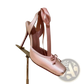 Satin Ribbon High Heel Ballet Flats with Leather Sole