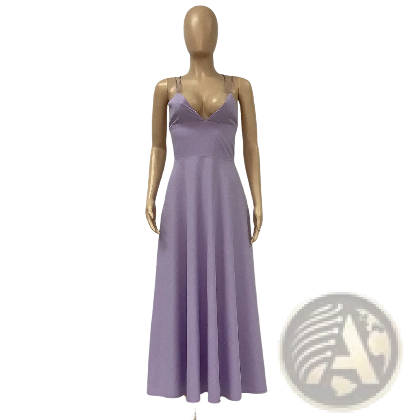 Satin v Neck Spaghetti Strap a Line Midi Dress