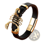 Scorpion Leather Bracelet with Gold Magnetic Clasp