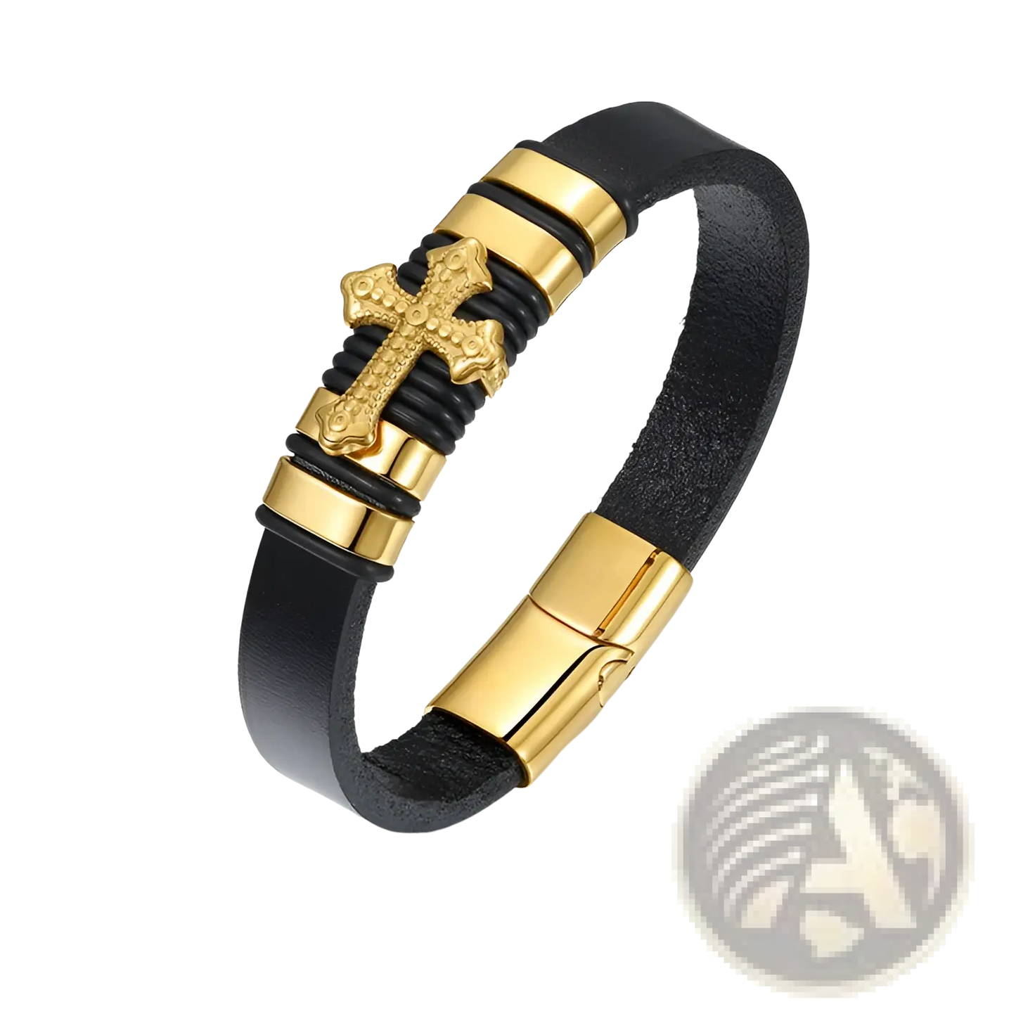 Scorpion Leather Bracelet with Gold Magnetic Clasp