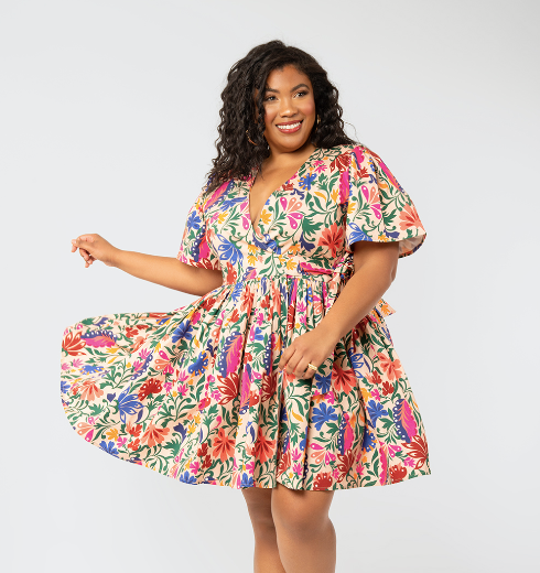 Vestido floral Alena feminino Leota marrom