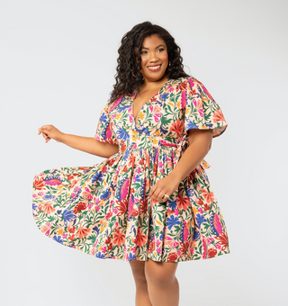 Vestido floral Alena feminino Leota marrom