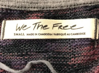 Camiseta feminina estampada de manga comprida e decote redondo, tamanho P, azul marinho, da Free People