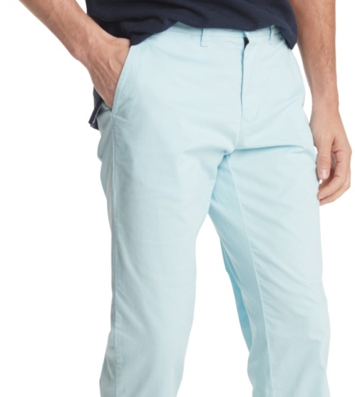 Calça Chino Tommy Hilfiger Masculina Th Flex Stretch Custom Fit Azul Tamanho 40L x 30G