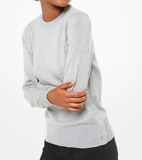 Suéter feminino Michael Kors com bainha de pressão, cinza, tamanho extrapequeno