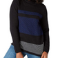 Karen Scott Suéter feminino de algodão com gola alta e blocos de cores, azul brilhante/preto, tamanho extra grande