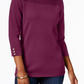 Karen Scott Blusa de algodão com decote canoa feminina, tamanho médio, roxo, extra grande