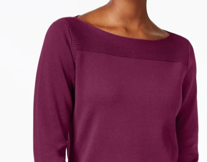 Karen Scott Blusa de algodão com decote canoa feminina, tamanho médio, roxo, extra grande