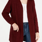 Cardigan texturizado com frente aberta para jovens, tamanho vinho, médio
