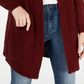 Cardigan texturizado com frente aberta para jovens, tamanho vinho, médio