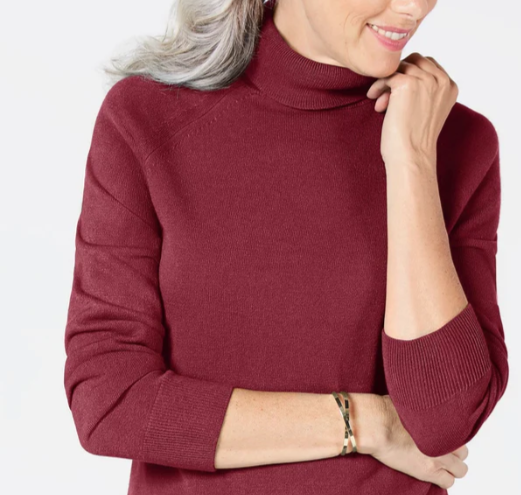 Karen Scott Suéter Plus Size Feminino Gola Alta Luxsoft Vinho Tamanho 1X