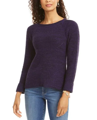 Suéter de malha mesclado feminino Style &amp; Co, roxo, pequeno, grande