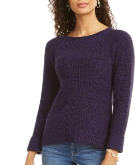 Suéter de malha mesclado feminino Style &amp; Co, roxo, pequeno, grande