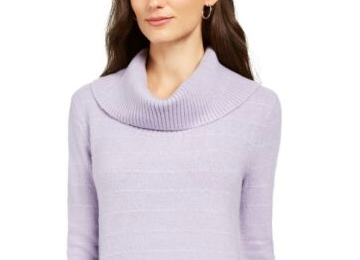 Suéter feminino de lurex com gola alta, roxo, tamanho pequeno, estilo &amp; co