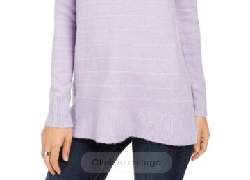 Suéter feminino de lurex com gola alta, roxo, tamanho pequeno, estilo &amp; co