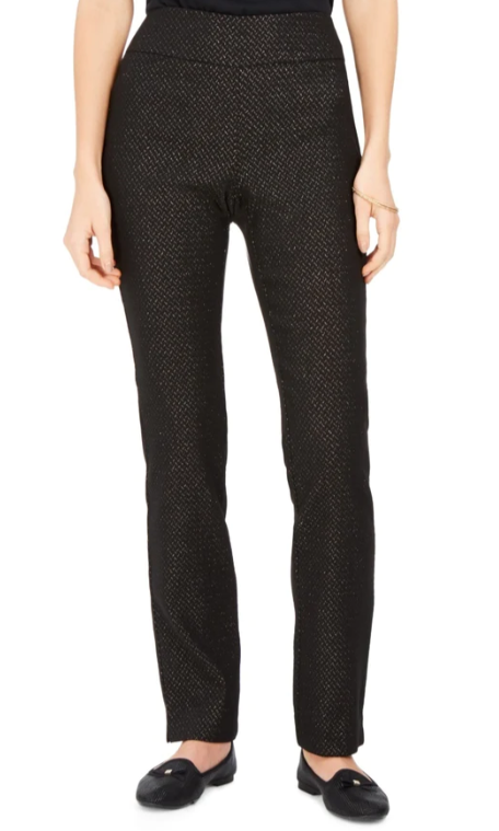 Calça feminina Charter Club Petite Pull-On Ponte-Knit preta tamanho 8 Petite