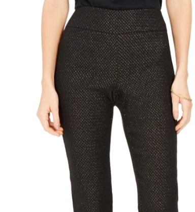 Calça feminina Charter Club Petite Pull-On Ponte-Knit preta tamanho 8 Petite