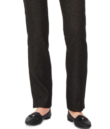 Calça feminina Charter Club Petite Pull-On Ponte-Knit preta tamanho 8 Petite