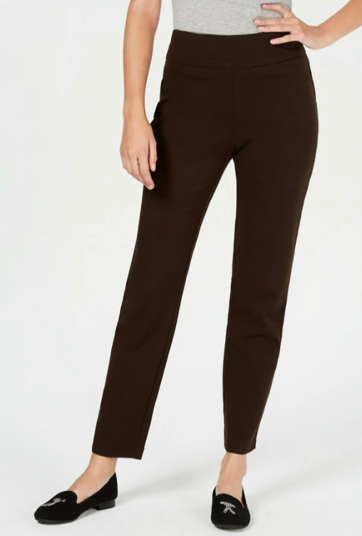 Calça feminina justa Charter Club marrom tamanho 6PS