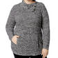 Suéter feminino com acabamento em botões, estilo &amp; co, cinza, tamanho 1X