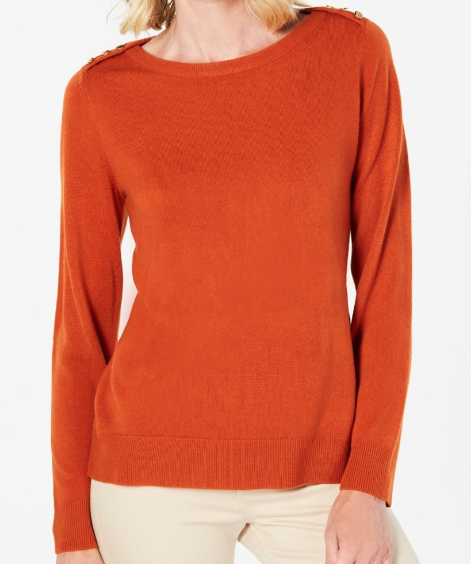 Colete Karen Scott Laranja Feminino com botões dourados nos ombros Tamanho Pequeno Médio