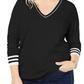 Tommy Hilfiger Suéter Feminino Preto Manga Longa Gola V Preto Tamanho 2X