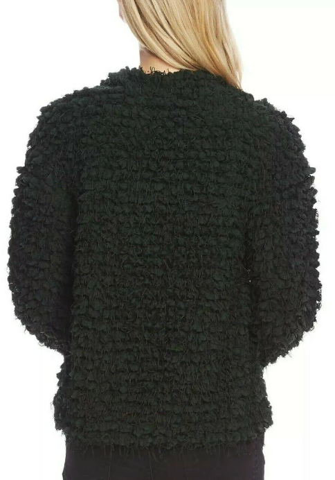 Suéter Vince Camuto Teddy Knit Mock Neck clássico verde manga comprida tamanho pequeno