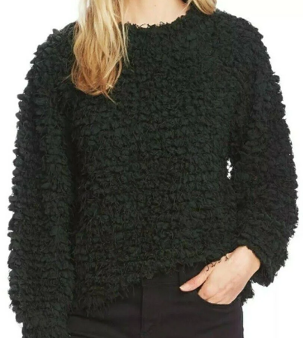 Suéter Vince Camuto Teddy Knit Mock Neck clássico verde manga comprida tamanho pequeno