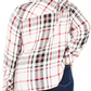 Tommy Hilfiger Top feminino plus size xadrez com botões frontais e mangas dobráveis, branco, tamanho 1X