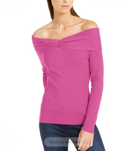 Suéter ombro a ombro Twist da INC International Concepts, rosa, tamanho extragrande