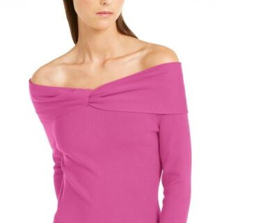 Suéter ombro a ombro Twist da INC International Concepts, rosa, tamanho extragrande