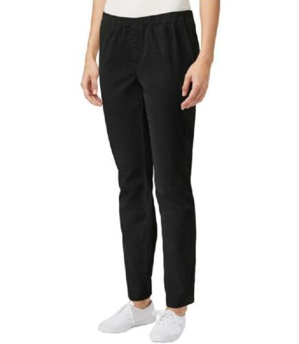 Calça feminina Karen Scott Petite Veludo Cotelê Pull-On Preta Petite X-Large