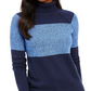 Karen Scott Suéter Feminino de Algodão com Gola Alta Colorblock Azul Tamanho Médio