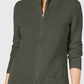 Karen Scott Cardigan Feminino Texturizado com Zíper Frontal Cinza Tamanho P