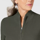 Karen Scott Cardigan Feminino Texturizado com Zíper Frontal Cinza Tamanho P