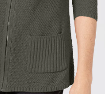 Karen Scott Cardigan Feminino Texturizado com Zíper Frontal Cinza Tamanho P