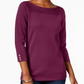Karen Scott Blusa feminina de algodão com decote canoa, roxa, tamanho pequeno