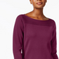 Karen Scott Blusa feminina de algodão com decote canoa, roxa, tamanho pequeno