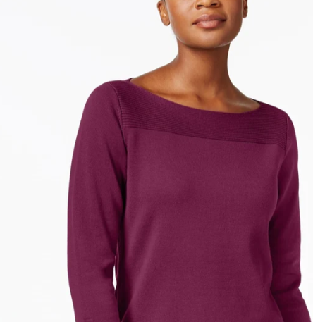 Karen Scott Blusa feminina de algodão com decote canoa, roxa, tamanho pequeno