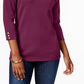 Karen Scott Blusa feminina de algodão com decote canoa, roxa, tamanho pequeno