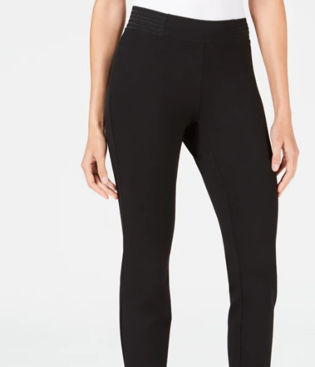 Calça skinny elástica exposta com cintura larga Alfani feminina, tamanho 14, preta