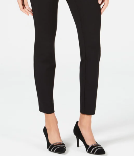 Calça skinny elástica exposta com cintura larga Alfani feminina, tamanho 14, preta