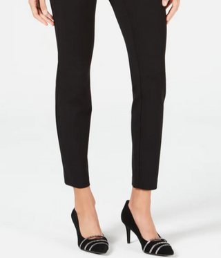 Calça skinny elástica exposta com cintura larga Alfani feminina, tamanho 14, preta