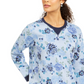 Karen Scott - Suéter de gola redonda sem fecho e com flores azuis, cor azul, tamanho XL