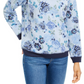 Karen Scott - Suéter de gola redonda sem fecho e com flores azuis, cor azul, tamanho XL